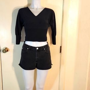 Paris Blues Originals Jean Shorts 3" Inseam Black Cotton Denim Junior's Size 7